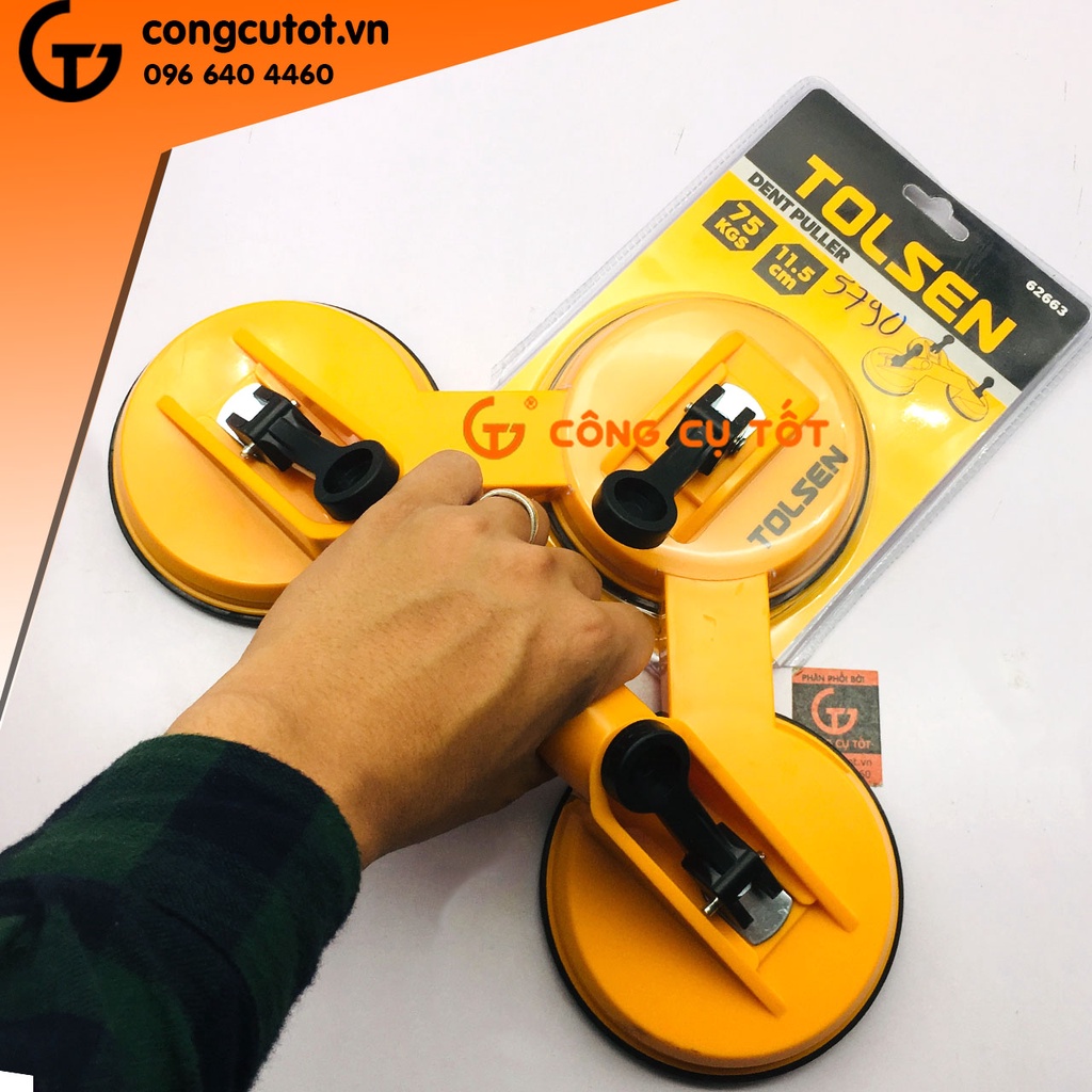 Hít kính ba chấu thân nhựa ABS cốc Ø118mm hút 75kg TOLSEN