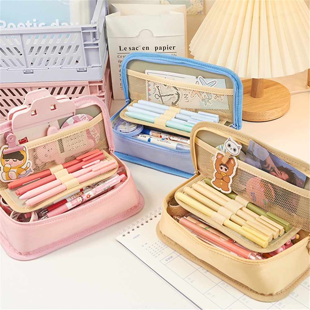 Túi Đựng Bút Bằng Vải Canvas Đa Năng Sức Chứa Lớn Dành Cho Học Sinh