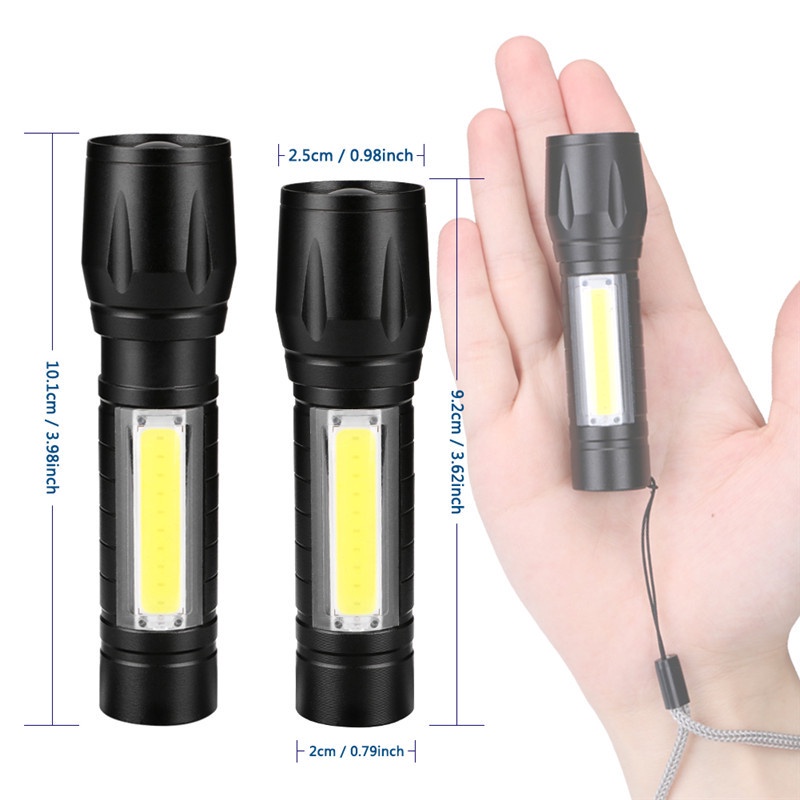 Đèn Pin LED Mini Bằng Hợp Kim Nhôm Chống Thấm Nước Kèm Sạc USB Tiện Dụng Chất Lượng Cao