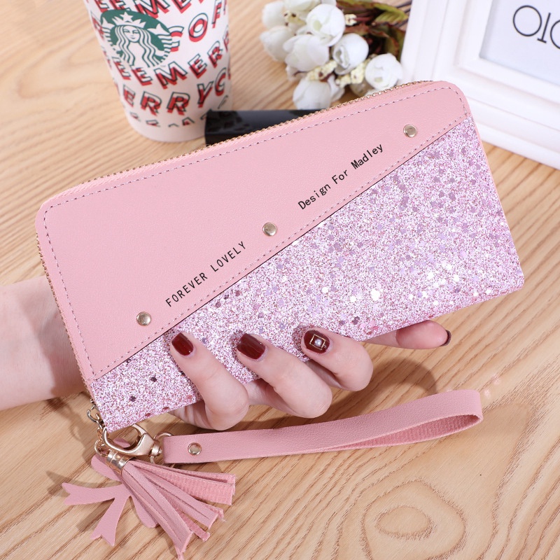 Ví Dài Cỡ Lớn Đính Đinh Tán Chống Trầy Phối Màu Tương Phản Thời Trang Cho Nữ