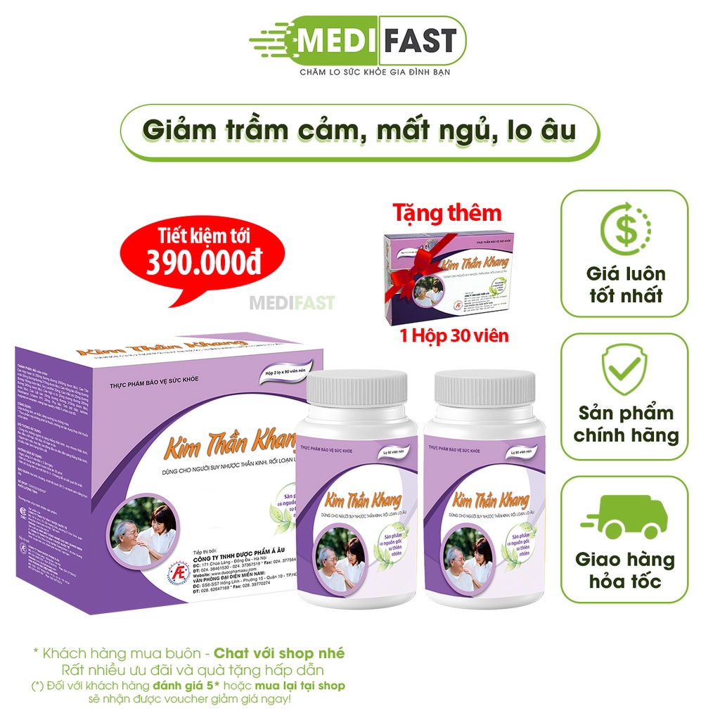 Kim Thần Khang mẫu mới dạng lọ tiết kiệm - Hỗ trợ tăng cường máu lưu thông, giúp an thần từ thảo dược