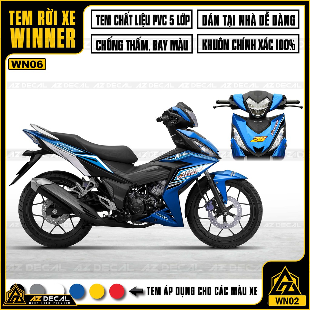 Tem Xe Winner 150 Mẫu HYPER | WN06 | Chất Liệu Decal PVC Cắt Sẵn Dễ Dán, Chống Thấm Nước, Chống Bay Màu