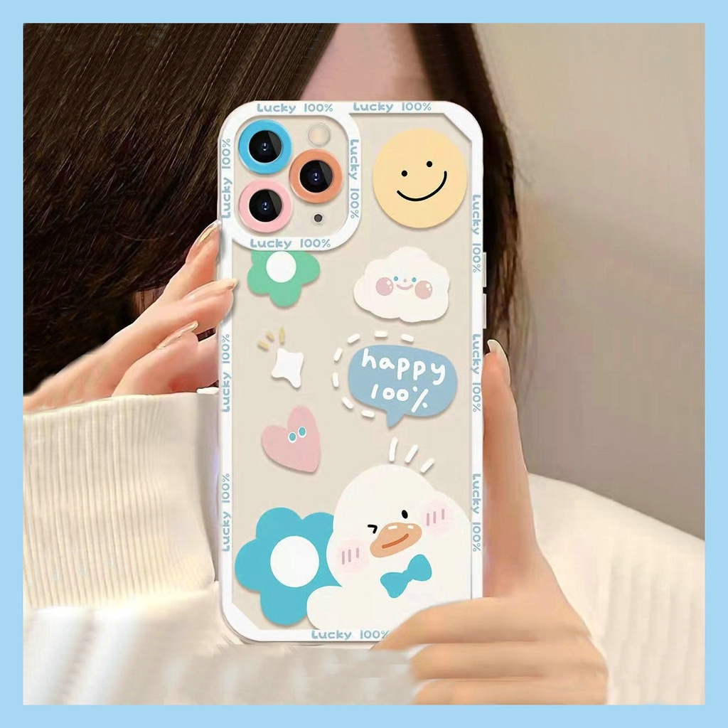 Realme C53 C55 C21 C15 C12 C31 C35 C25 C25S C20 C11 2021 9i 9Pro+ 8 9 Pro Pro+ 5 5i 5s C2 C1 Narzo 20 30A 50A Prime 4G 5G Cute Smiley Happy Lucky Clear Soft Phone Case Airbag Full Back Cover STD 30