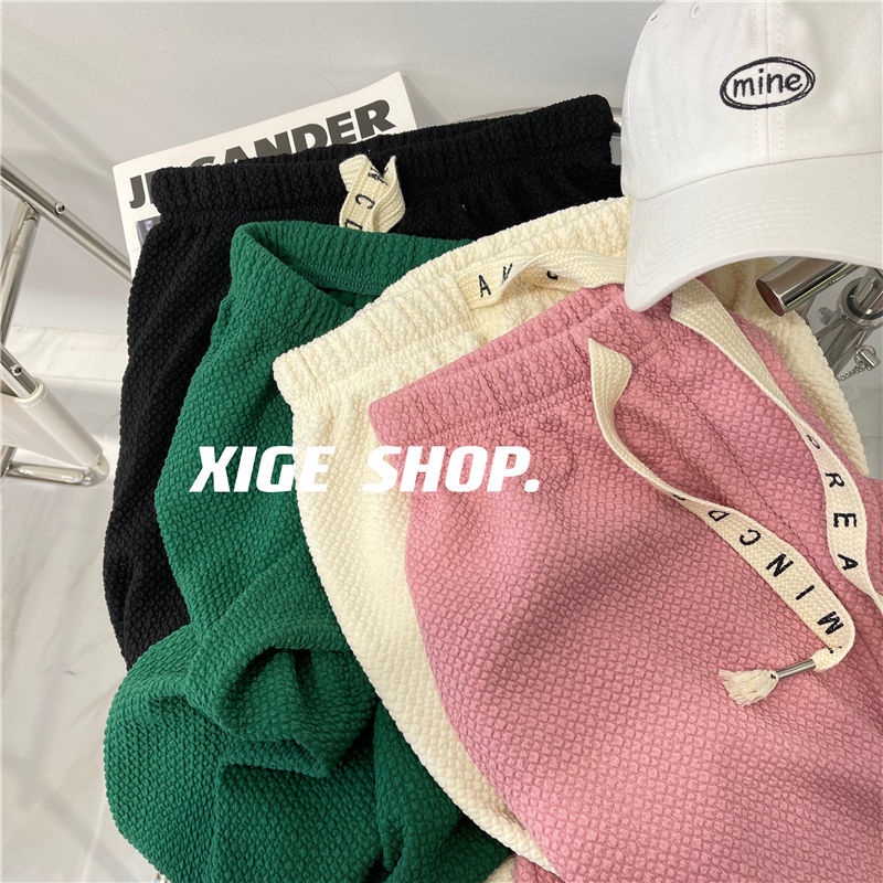 Quần Dài Lưng Cao Ống Rộng Phối Dây Rút In Chữ Thời Trang Xuân Hè Cho Nữ