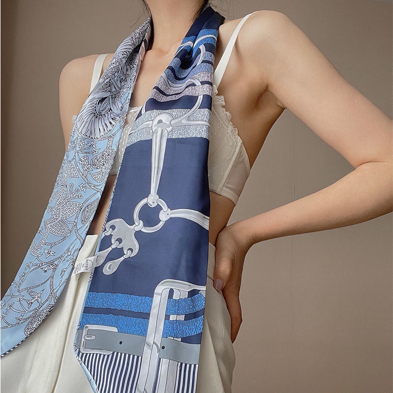 Dây buộc tóc lụa dài phối màu thời trang xuân thu cho nữ