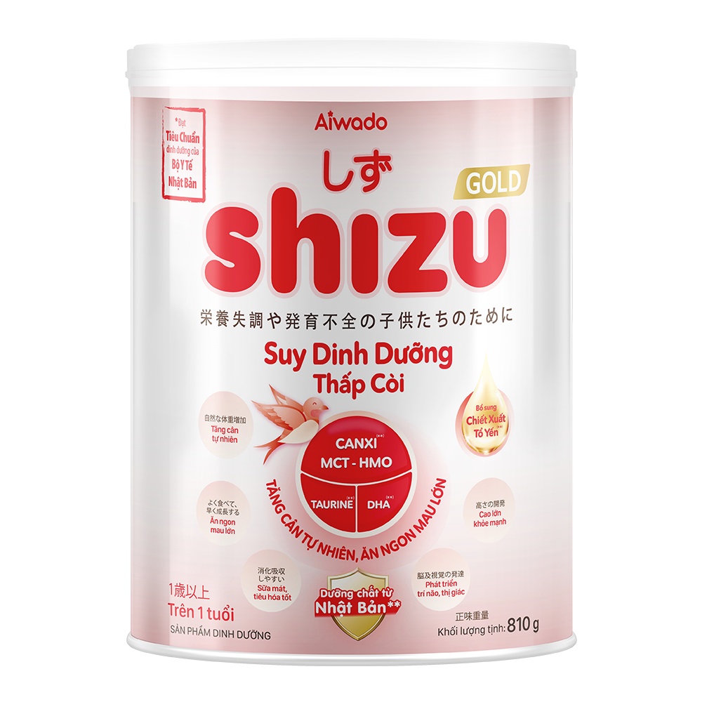 Sữa bột Aiwado Shizu Gold Suy Dinh Dưỡng Thấp Còi 810g 1+ - TĂNG CÂN TỰ NHIÊN, ĂN NGON MAU LỚN