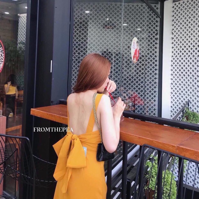 [Mã FATHANG5 giảm 10K đơn 50K] ĐẦM VÀNG MIDI THẮT NƠ LƯNG | BigBuy360 - bigbuy360.vn