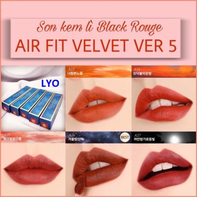 Mẫu mới ver7 (Màu 18-37) Son Kem Lì Black Rouge Air Fit Velvet Tint Ver4,5,6