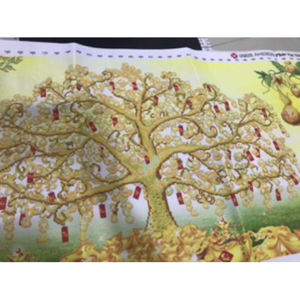 Tranh thêu chữ thập cây tiền Vô Như Nước 3D Ailuo AL53530