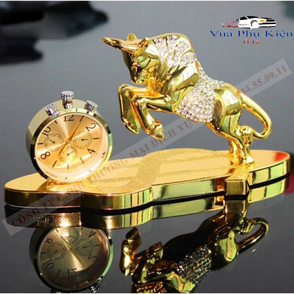 Tượng trâu vàng đính đá cao cấp tặng kèm tinh dầu trang trí Taplo xe hơi