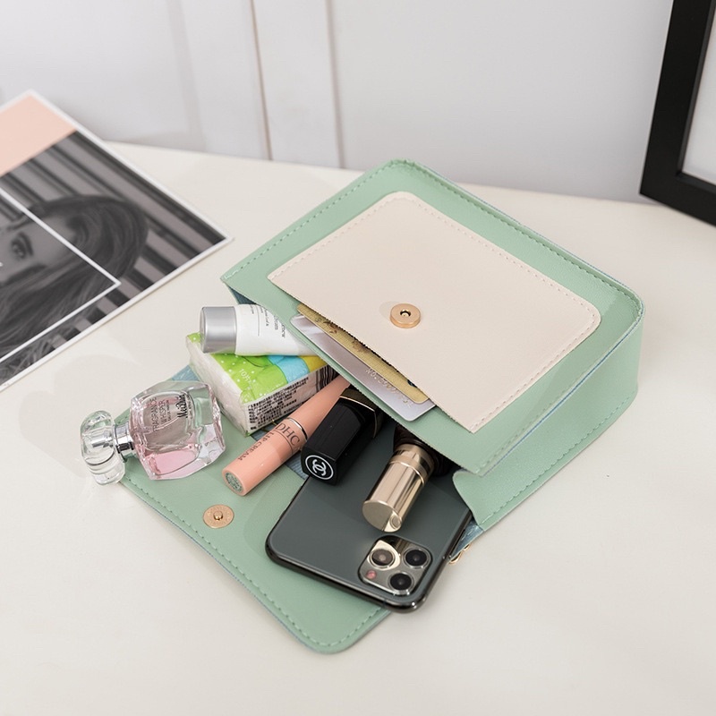 Túi xách nữ, túi xách đeo chéo dây xích khoá vương miện túi hộp 1 ngăn trẻ trung nhẹ nhàng