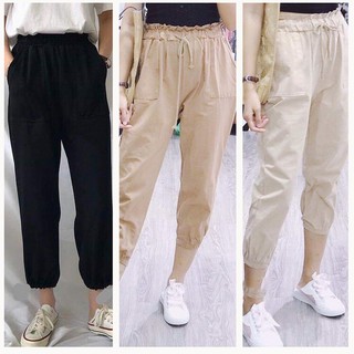 Quần baggy kaki túi hộp trước cạp chun ống bó phong cách