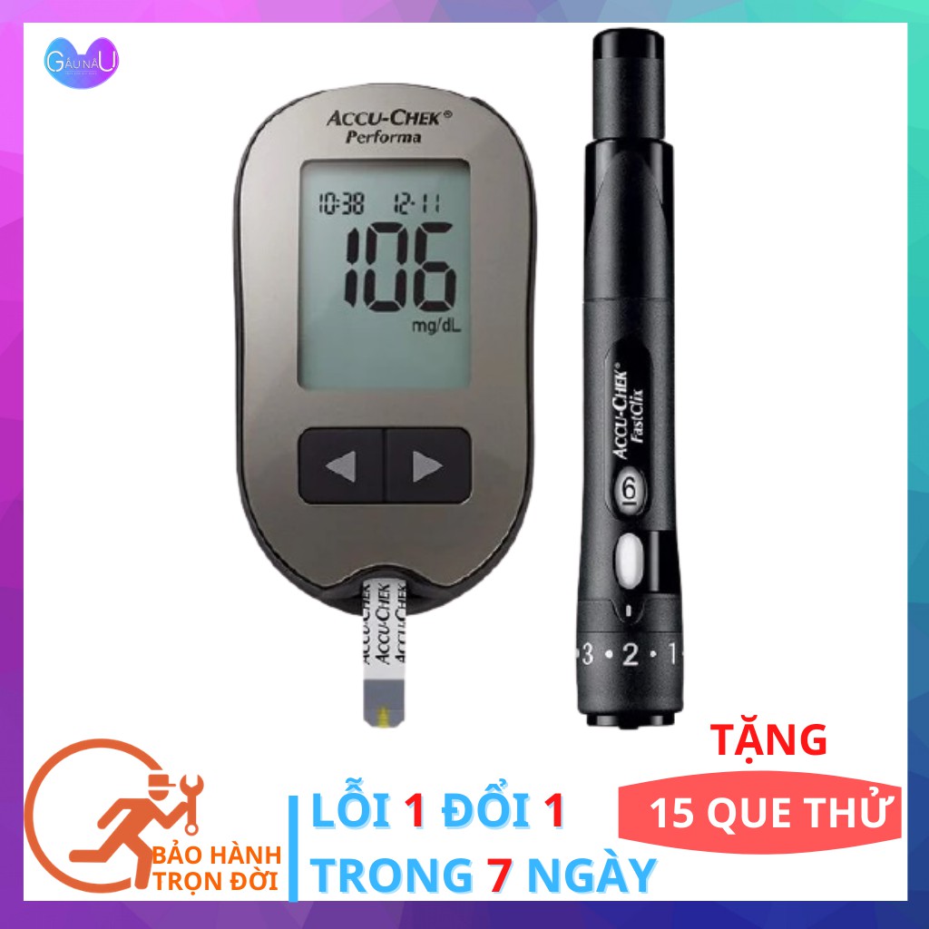 [CHÍNH HÃNG] Máy ĐO ĐƯỜNG HUYẾT ACCU-CHEK Performa + Tặng 15 Que Thử, Máy Đo Tiểu Đường Cao Cấp Bảo Hành Vĩnh Viễn