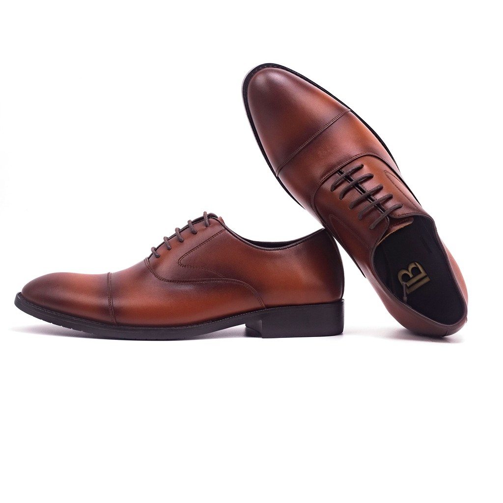 Giày tây nam oxford công sở da bò nappa cao cấp màu nâu G106- Bụi leather- hộp sang trọng -BH 12 tháng