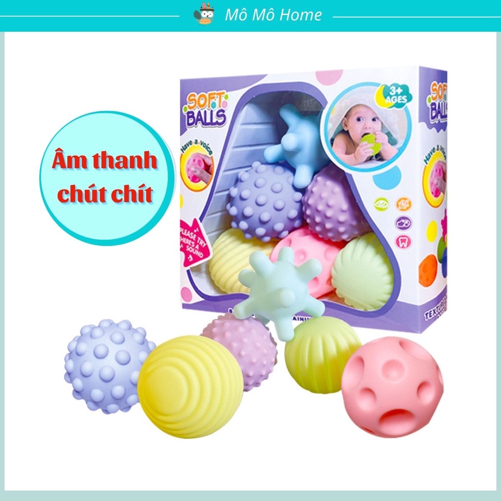 Đồ chơi cầm nắm cho bé, bóng xúc giác phát triển đa giác quan có âm thanh chút chít thú vị