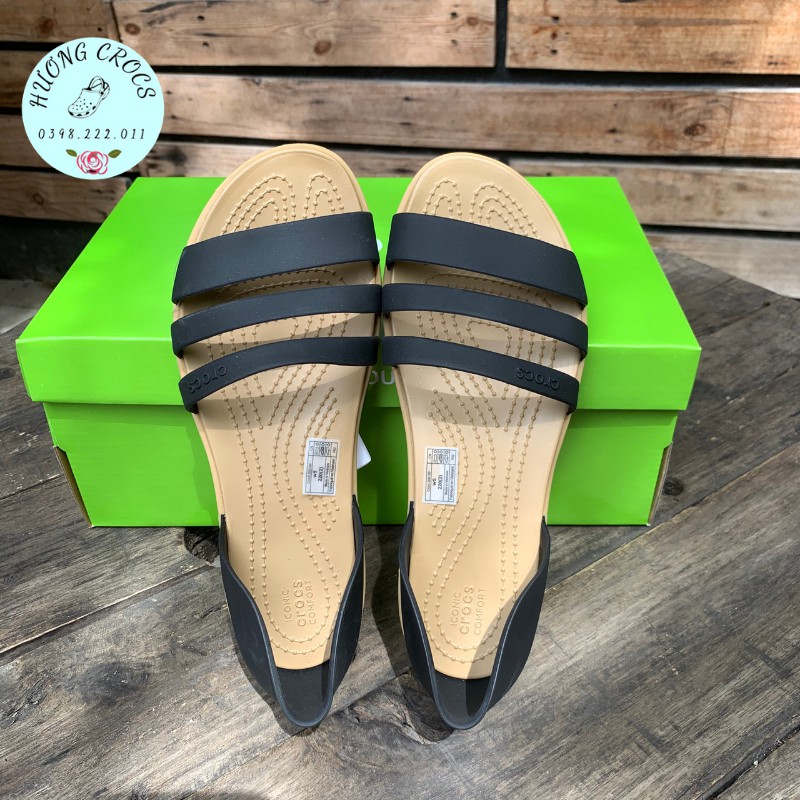 Sandal nữ, sandal nhựa mềm cao cấp Tulum Open Flat màu đen