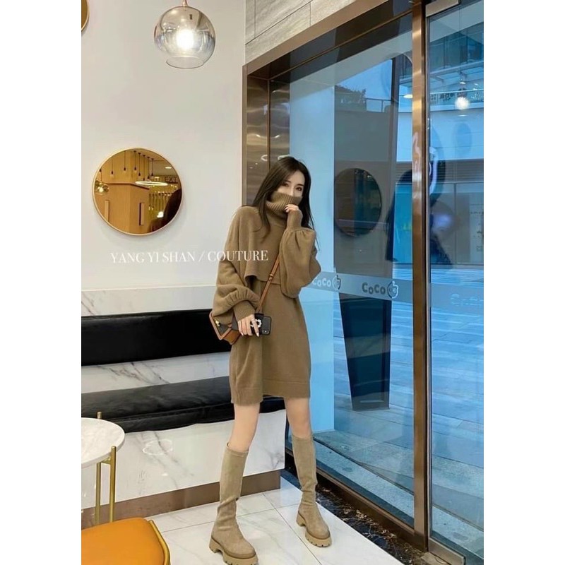 set váy kèm áo len