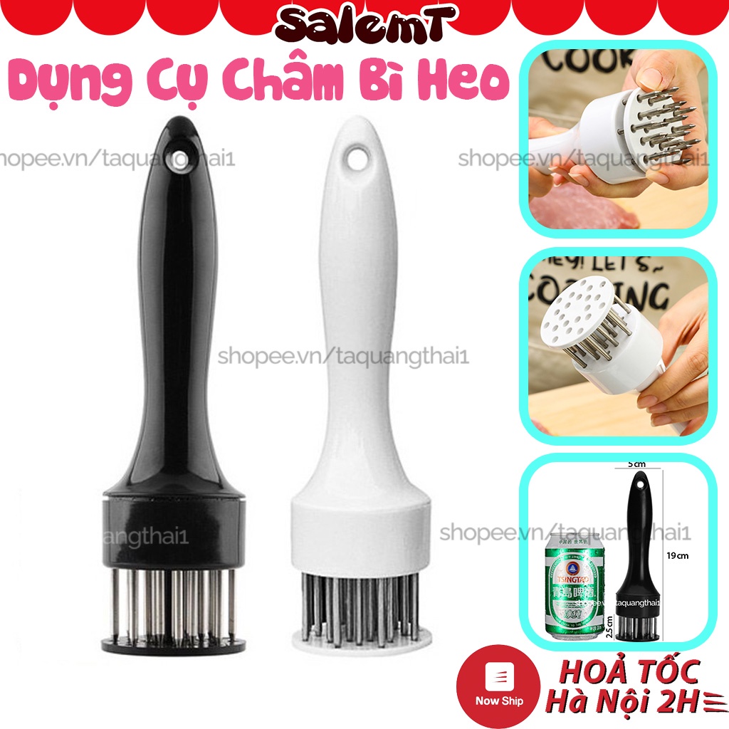 Cây đâm thịt dụng cụ dầm thịt cầm tay châm thịt lợn nướng giúp làm mềm thịt bò, bì heo tẩm nhanh gia vị dễ dàng tiện lợi