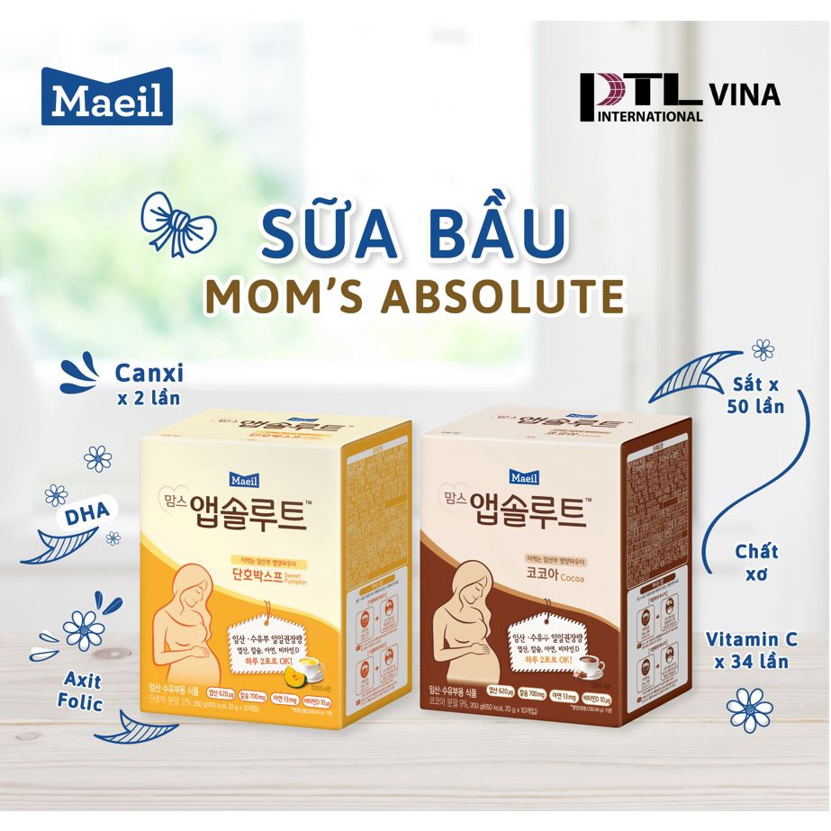 Sữa Bột MAEIL Mom’s Absolute Hàn Quốc, Bổ Sung Dưỡng Chất Thiết Yếu Cho Mẹ Bầu (10 Gói x 20g)