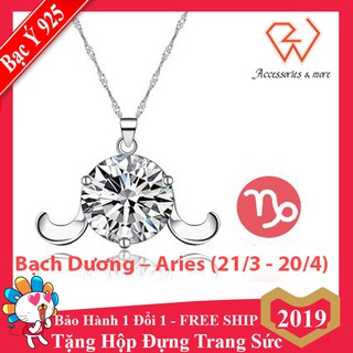 (Có 12 Cung) Combo Mặt Và Dây Chuyền Nữ Cung BẠCH DƯƠNG - ARIES Trang Sức Bạc Cao Cấp W2_BACHDUONG_DC