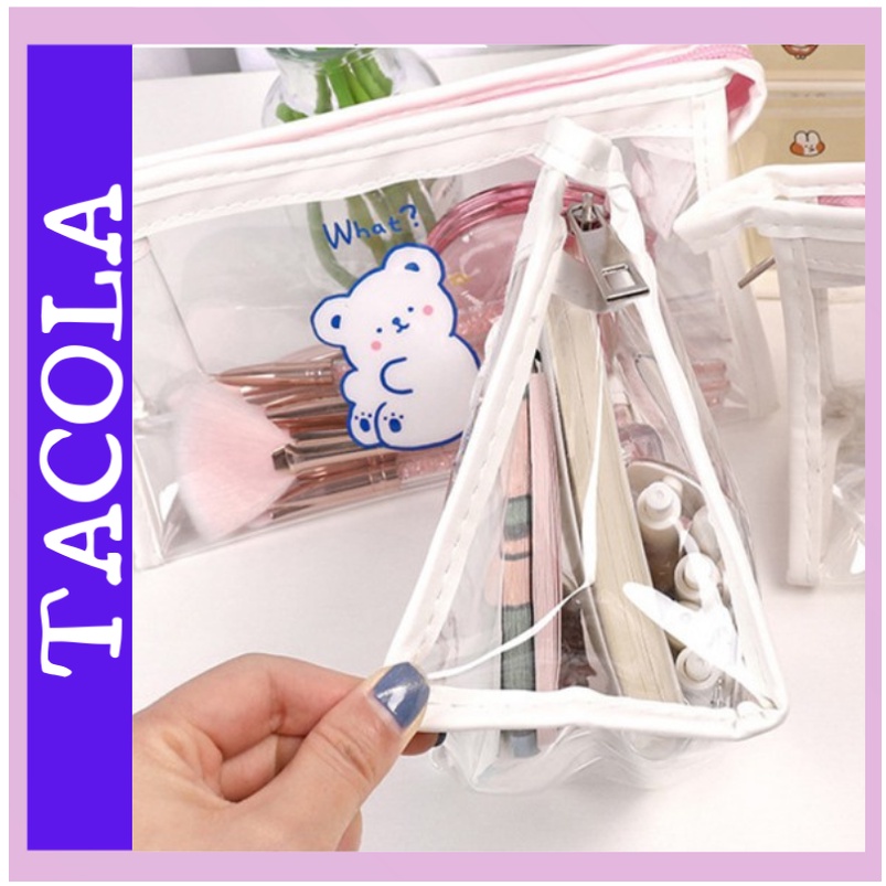 Túi đựng bút trong suốt TACOLA, túi đựng đồ dùng cá nhân hình hoạt hình HB04
