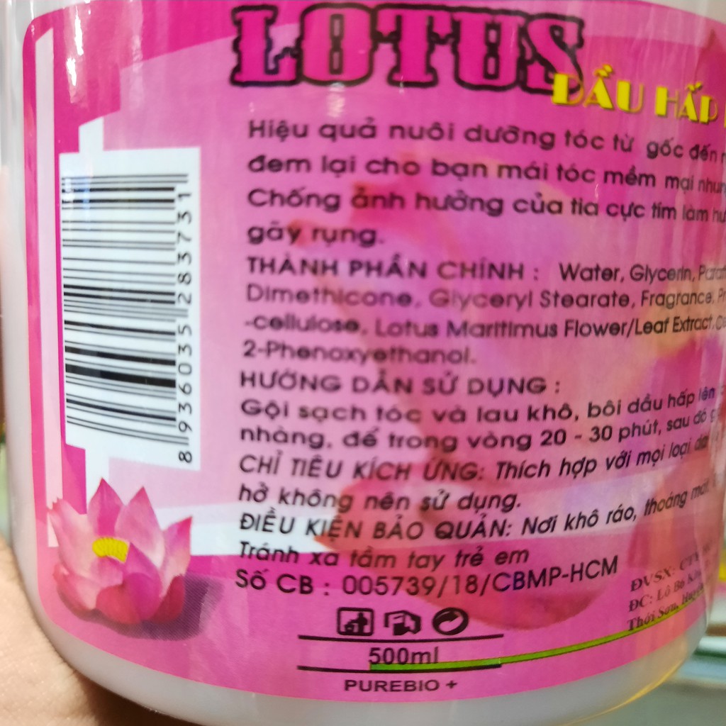 Dầu hấp dưỡng tóc hoa sen Lotus 500ml