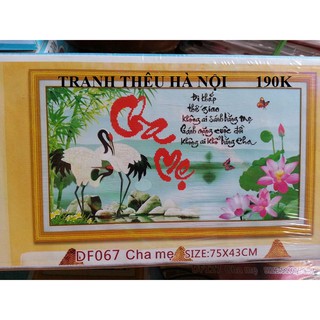 tranh đính đá thư pháp cha mẹ kt 75x43cm