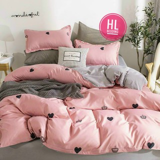 Bộ chăn ga Cotton Poly HL bedding chăn ga Hàn Quốc tim vương niệm đủ size miễn phí bo chun