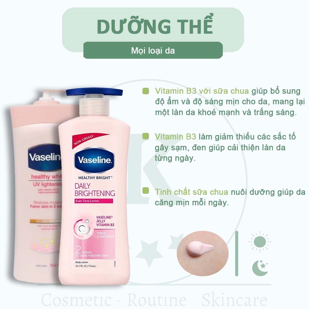 Sữa dưỡng thể Vaseline Healthy Bright Daily Brightening 725ml giúp dưỡng ẩm và làm trắng da