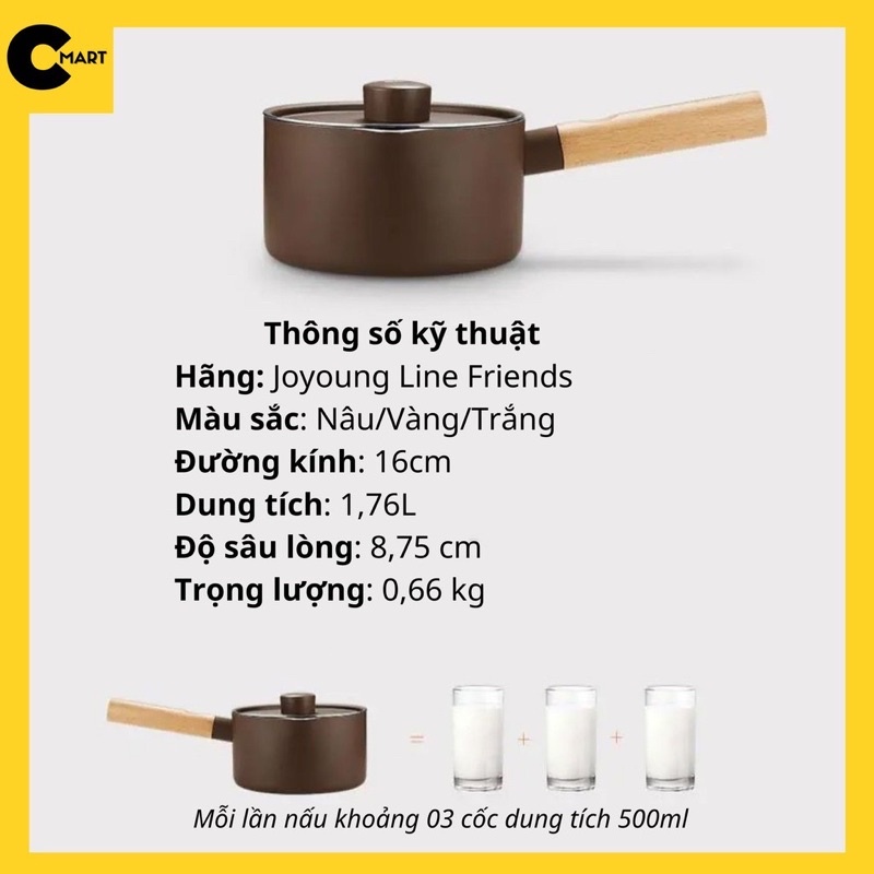 Nồi Nấu Chống Dính Joyoung Line Friends Gấu Brown Vịt Sally Thỏ Cody [CMART GIA DỤNG TIỆN ÍCH]