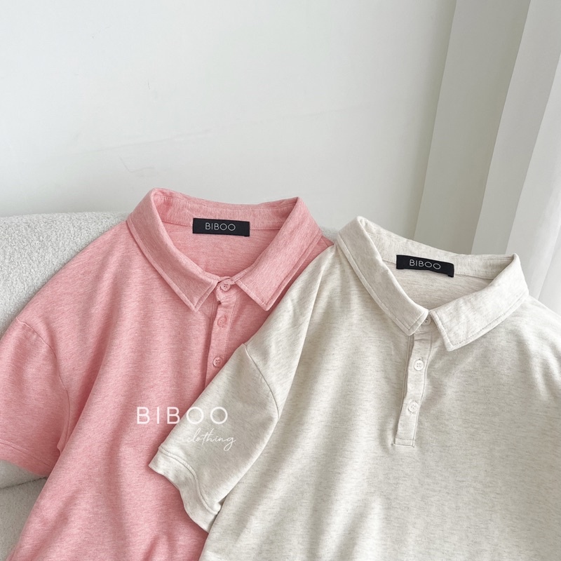 BIBOO - Áo polo croptop trơn form rộng chất liệu dày dặn, mịn mát PLAIN POLO CROPTOP