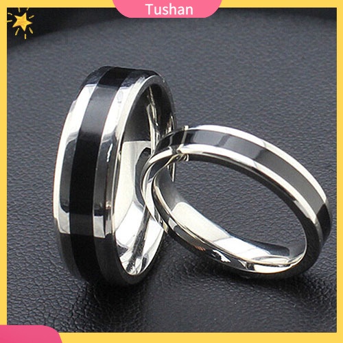 Nhẫn Thép Titan Không Gỉ Màu Đen Cho Cặp Đôi