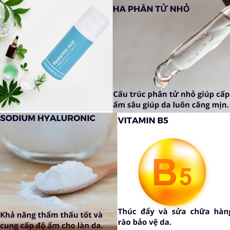 Serum cấp ẩm căng bóng da Hathor Beauty 30ml Hyaluronic Acid Serum căng bóng và trắng da chính hãng