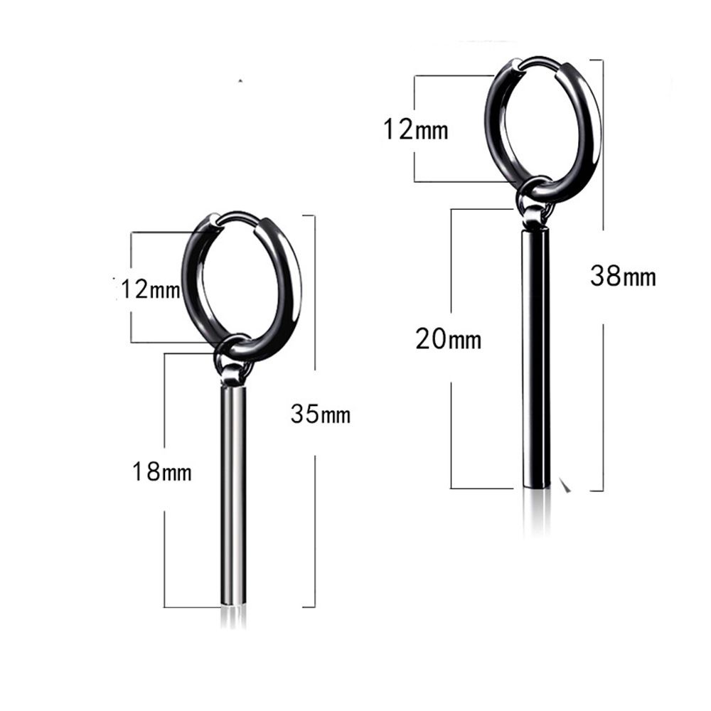 Khuyên tai dạng vòng phối dây xích bằng thép không gỉ phong cách hip hop Hàn Quốc cho nam