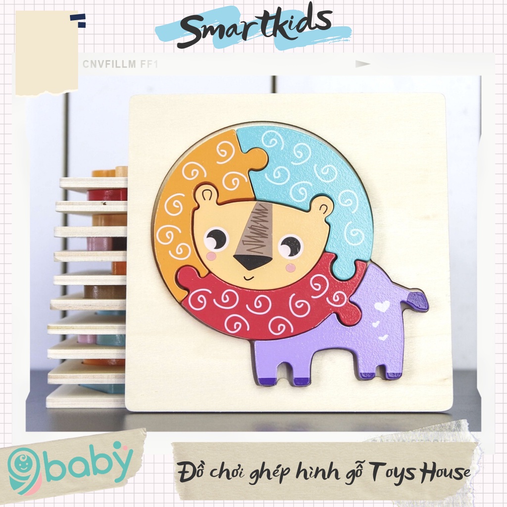 [ẢNH THẬT + VIDEO] Đồ chơi ghép hình gỗ nổi 3D bằng gỗ thông minh giáo dục mẫu sư tử Toys House