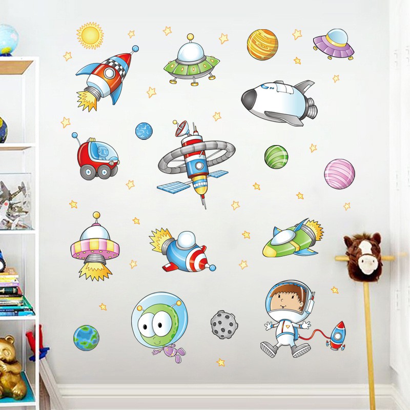 Tranh decal dán tường TÀU KHÔNG GIAN cho bé- Decal dán tường 87/