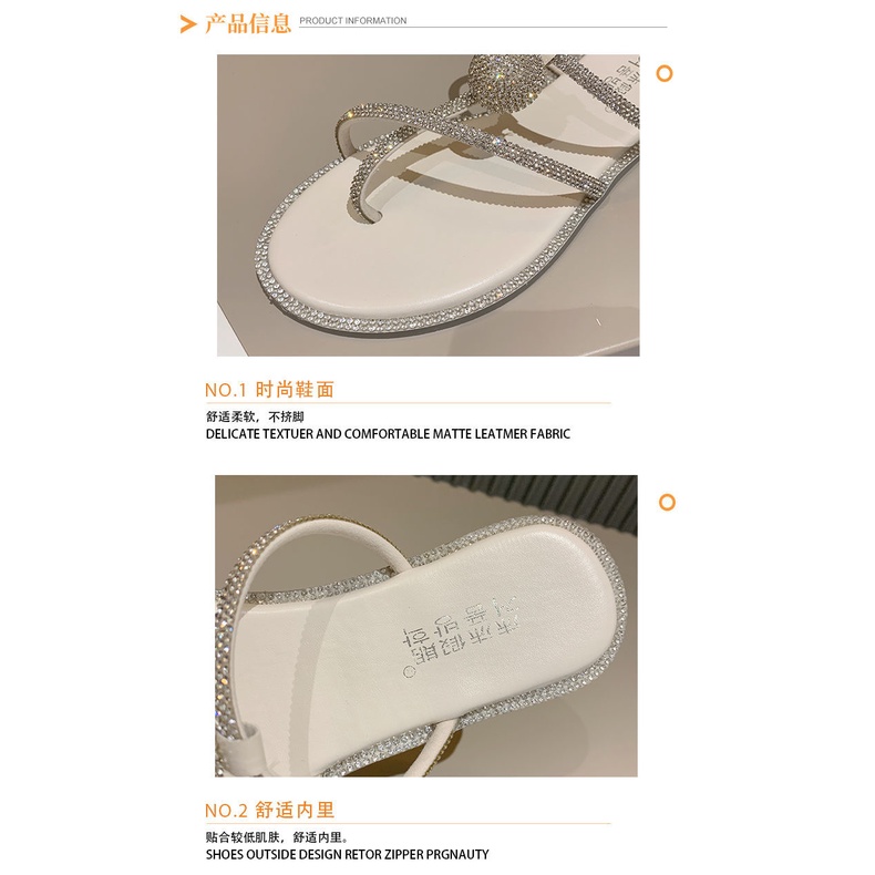 Dép Xỏ Ngón Đế Dày Đính Kim Cương Thời Trang Mùa Hè 2022 Phong Cách Mới Cho Nữ