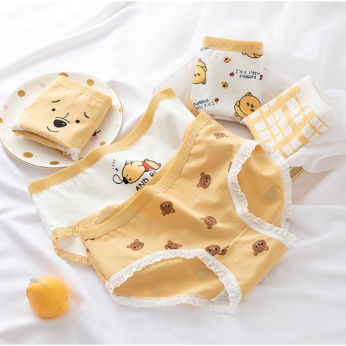 Set 5 quần lót nữ cotton vải mềm chíp nữ sinh hoạt hình dễ thương ôm bụng nâng mông thoáng khí co dãn 4 chiều M3