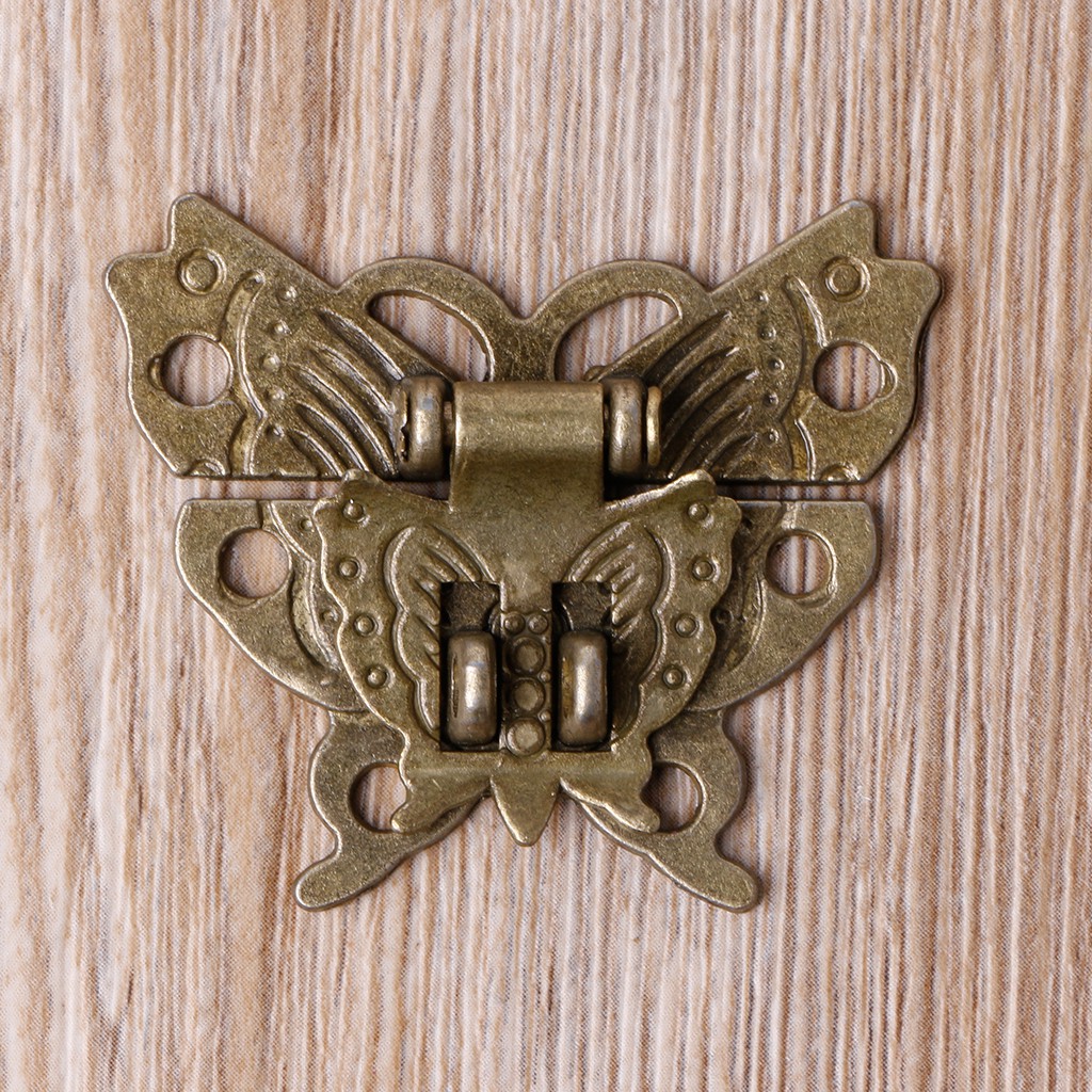 Chốt khóa tủ cỡ nhỏ hình bướm bằng đồng cổ điển 45x37mm