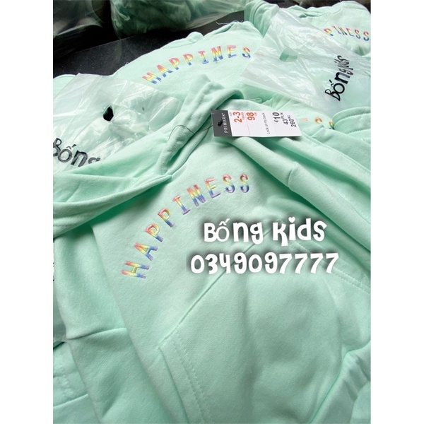 Bộ Nỉ Hoodie Bé Gái Hapiness Xanh Lam PR