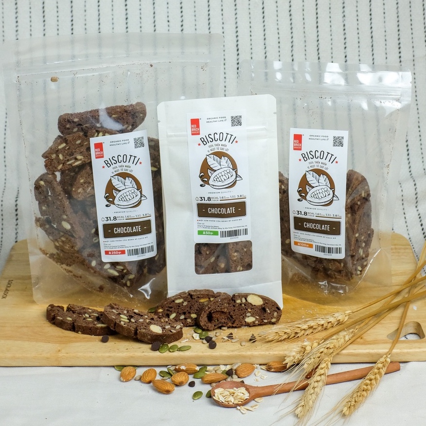 Bánh Biscotti Quốc Dân 250G Thương Hiệu Gạch Đỏ - Thơm Giòn Ăn Kiêng