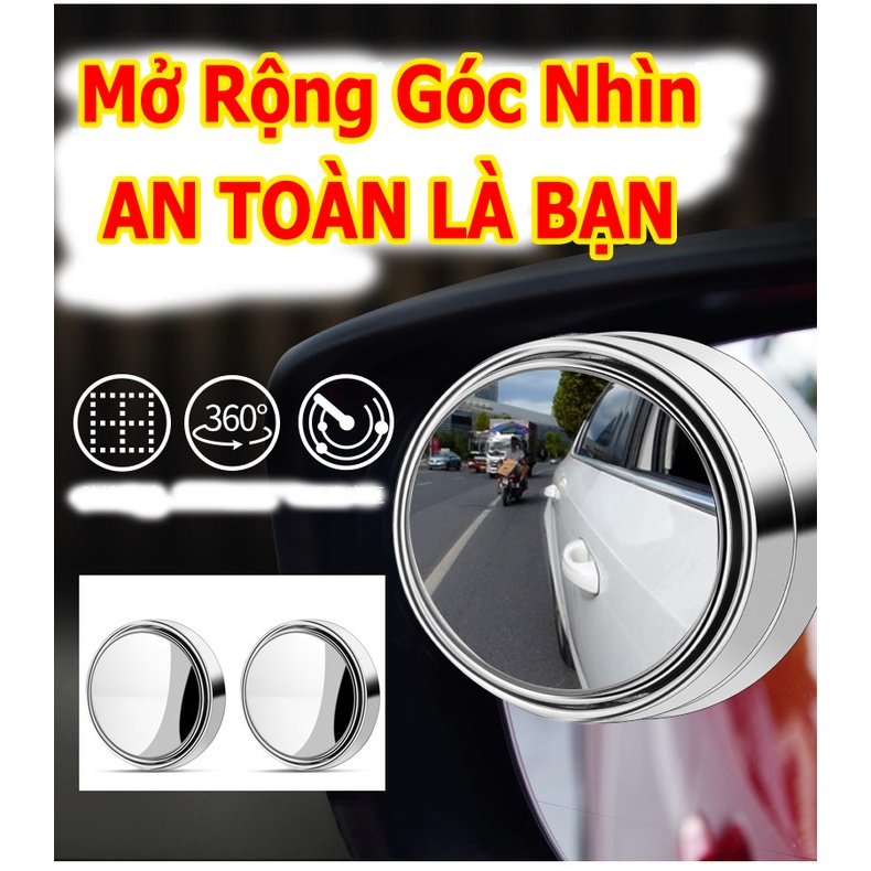 Bộ 2 Gương Cầu Lồi Gắn Kính Hậu Ô tô Xoay 360 Xóa Điểm Mù Mở Rộng Tầm Quan Sát An Toàn Khi Lái Xe