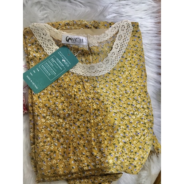 Váy bầu hoa nhíthiết kế sang chảnh☘️đầm bầu siêu xinh cổ ren tay ren,váy thu đôngtiểu thư bao xinh