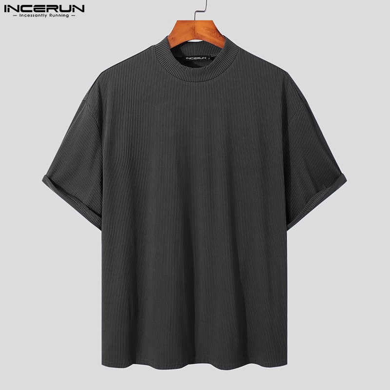 Áo thun trơn Incerun cổ tròn màu thời trang mùa hè dành cho nam giới