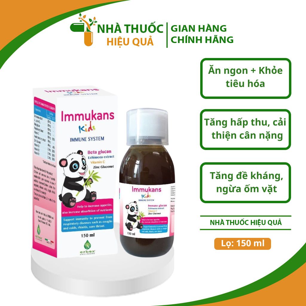 IMMUKANS KIDS Siro Ăn Ngon Và Tăng Sức Đề Kháng Cho Bé 150ml I Chính hãng Italia I thuochieuqua