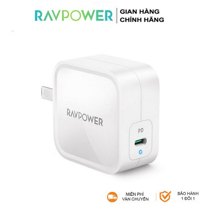 Củ Sạc Ravpower 1cổng Usb-c 61W PD 3.0 - Công Nghệ GaN RP-PC112