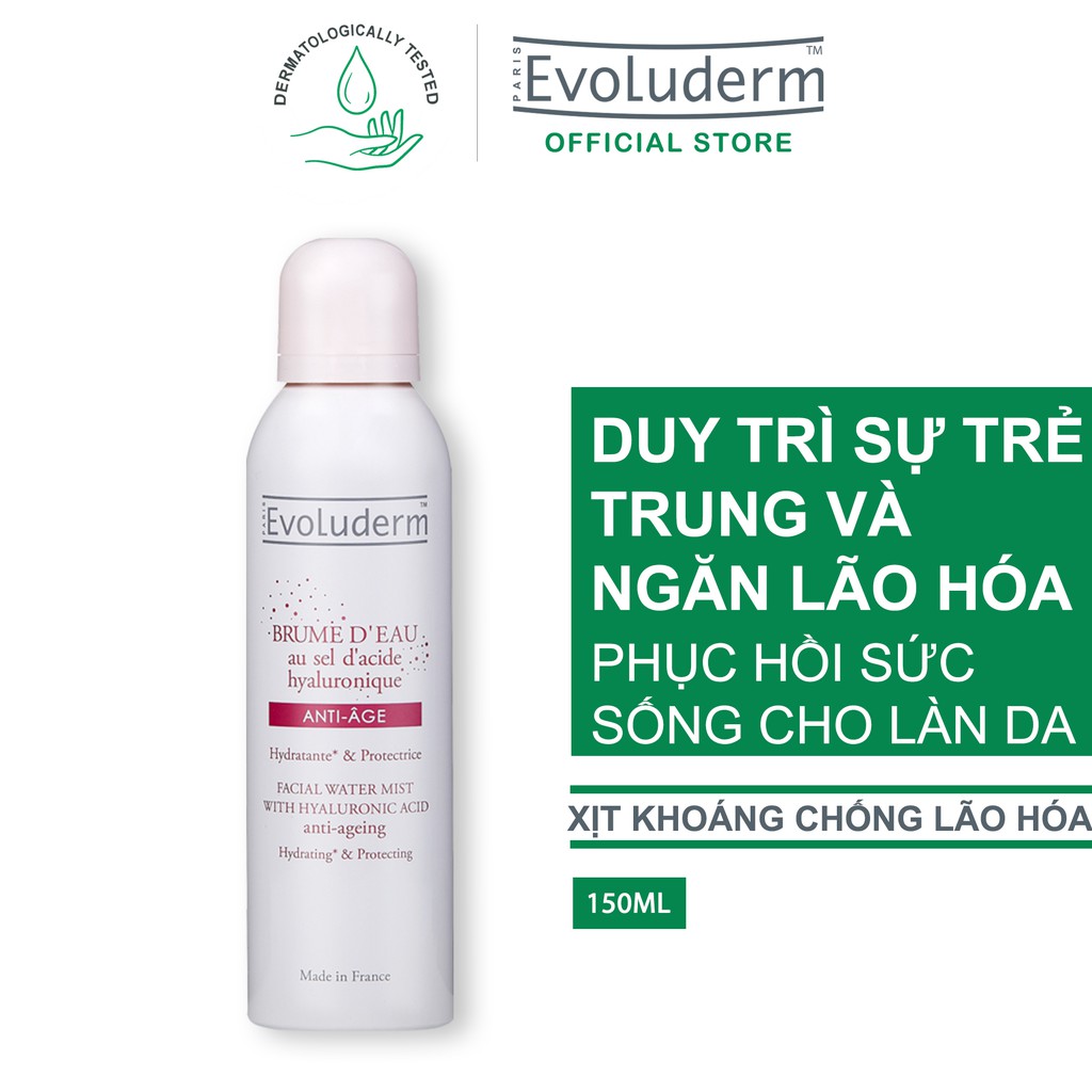 Xịt khoáng Evoluderm giúp ngăn ngừa lão hóa dưỡng ẩm và bảo vệ da tinh chất Hyaluronic Acid Salt 150ml-16275