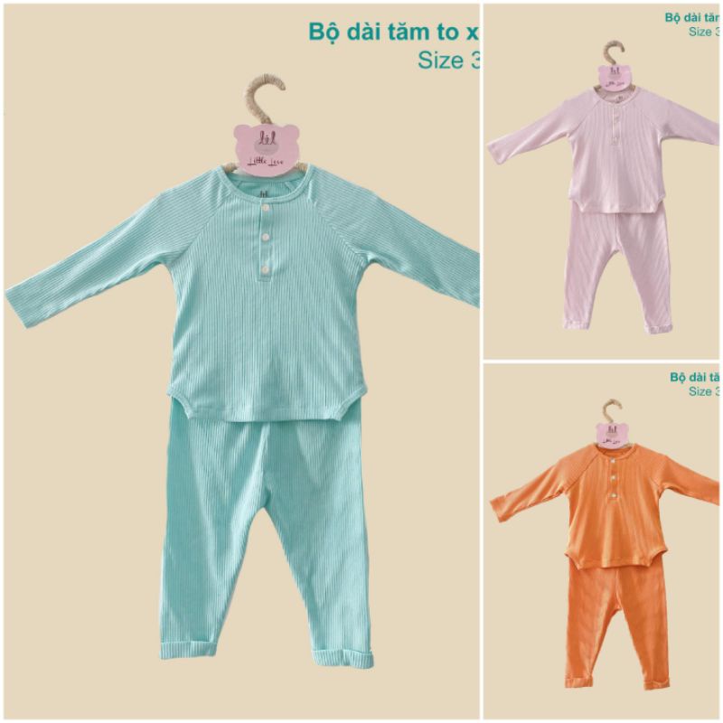 Lil little love - Bộ dài tay vải tăm to cho bé 5-19kg quần áo trẻ em thu đông