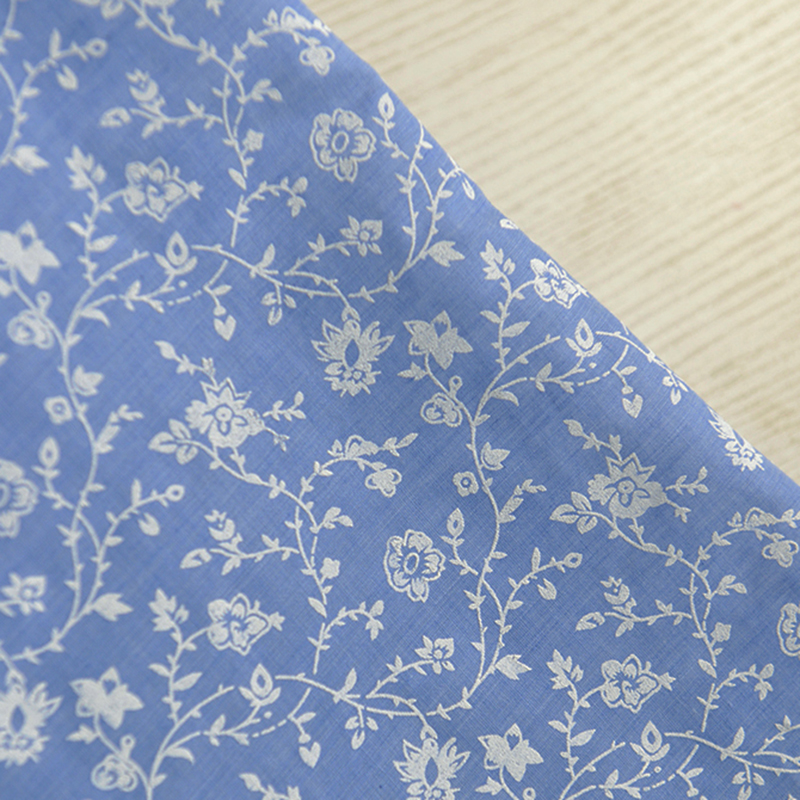 Vải cotton polyester màu xanh denim in hoa phong cách Trung Hoa may khăn choàng cổ/sườn xám/khăn trải bàn thủ công