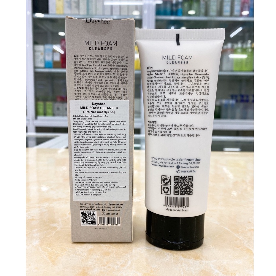 Sữa Rửa Mặt Dịu Nhẹ Ít Bọt Dayshee Mild Foam Cleanser 120ml